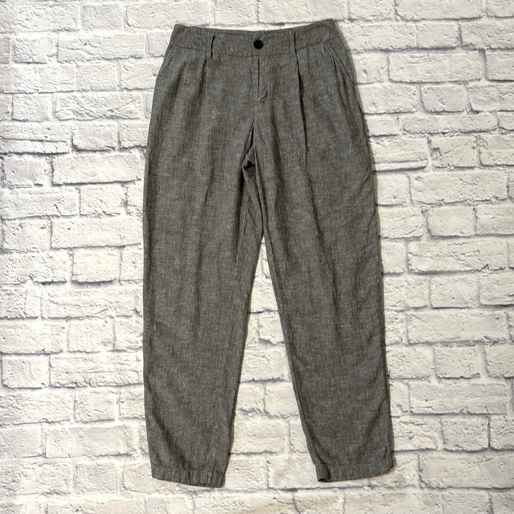 A New Day Linen Blend Pants Gray Relaxed Tapered Leg Lightweight Pants Size 2